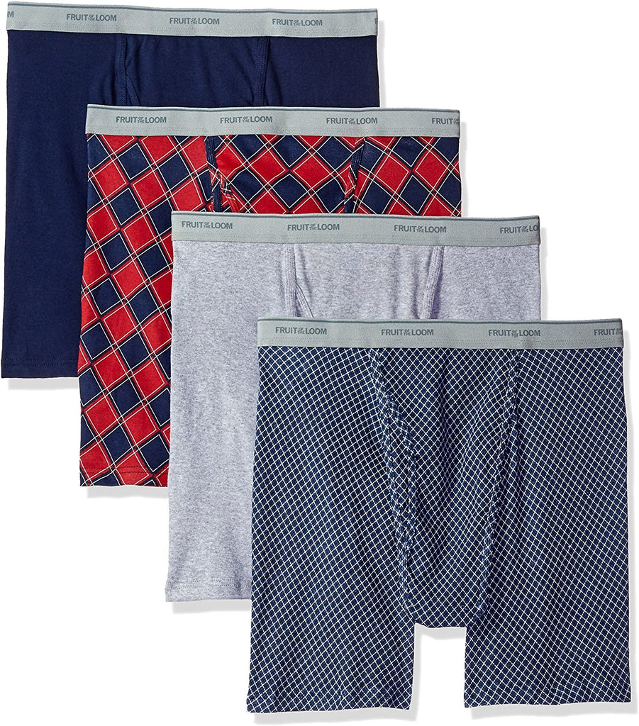 Fruit of the Loom Men's No Ride Up Boxer Brief Multipacks, Colors may vary