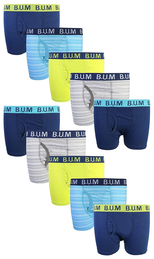 B.U.M. Equipment Boys 10 Pack Solid Boxer Briefs Underwear