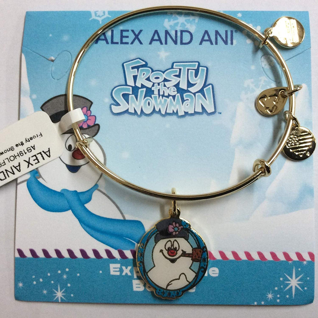 Alex and Ani Frosty The Snowman Bangle Bracelet Shiny Gold One Size