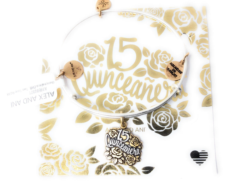 Alex and Ani Womens Quinceanera Bangle Bracelet, Two Tone, Expandable