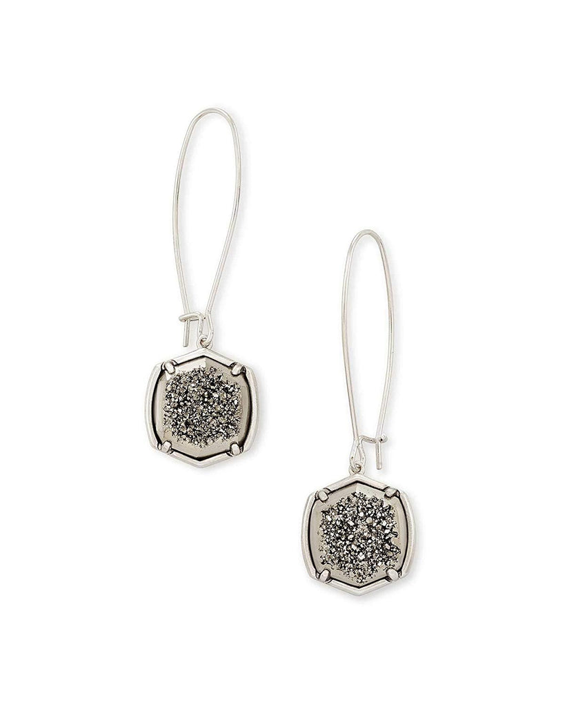Kendra Scott Davis Silver Drop Earrings In Platinum Drusy