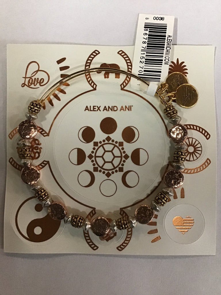 Alex and Ani Women's Splendor Bangle Multi-Tone Bracelet, Rafaelian Gold