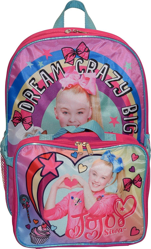 Nickelodeon Girl Jojo Siwa 16" Backpack With Detachable Matching Lunch Box