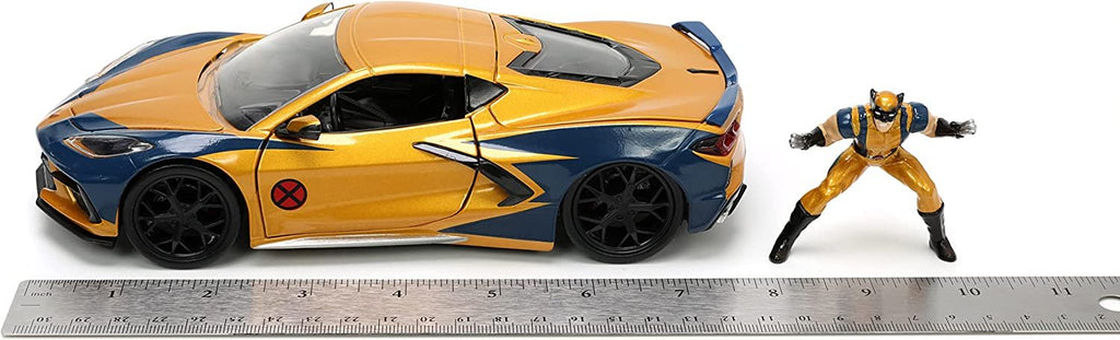 Jada Toys Marvel Wolverine X-Men 1:24 2020 Chevy Corvette Die-Cast Car with 2.75" Wolverine Figure