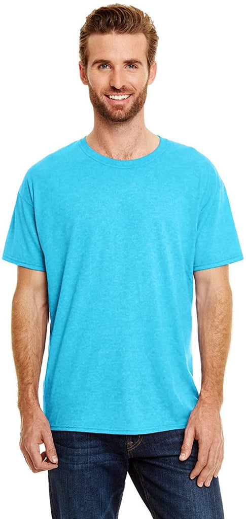 Hanes Mens X-Temp Fresh IQ Tri-Blend Performance Tee, S,Flying Turquoise Heather