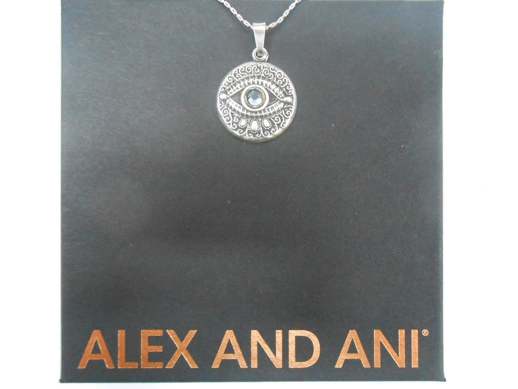Alex and Ani Evil Eye Necklace Rafaelian Silver Finish With Tag Box and Card