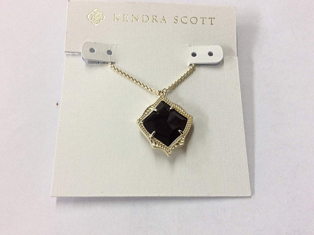 Kendra Scott Kacey Long Pendant Necklace in Gold and Black Opaque Glass
