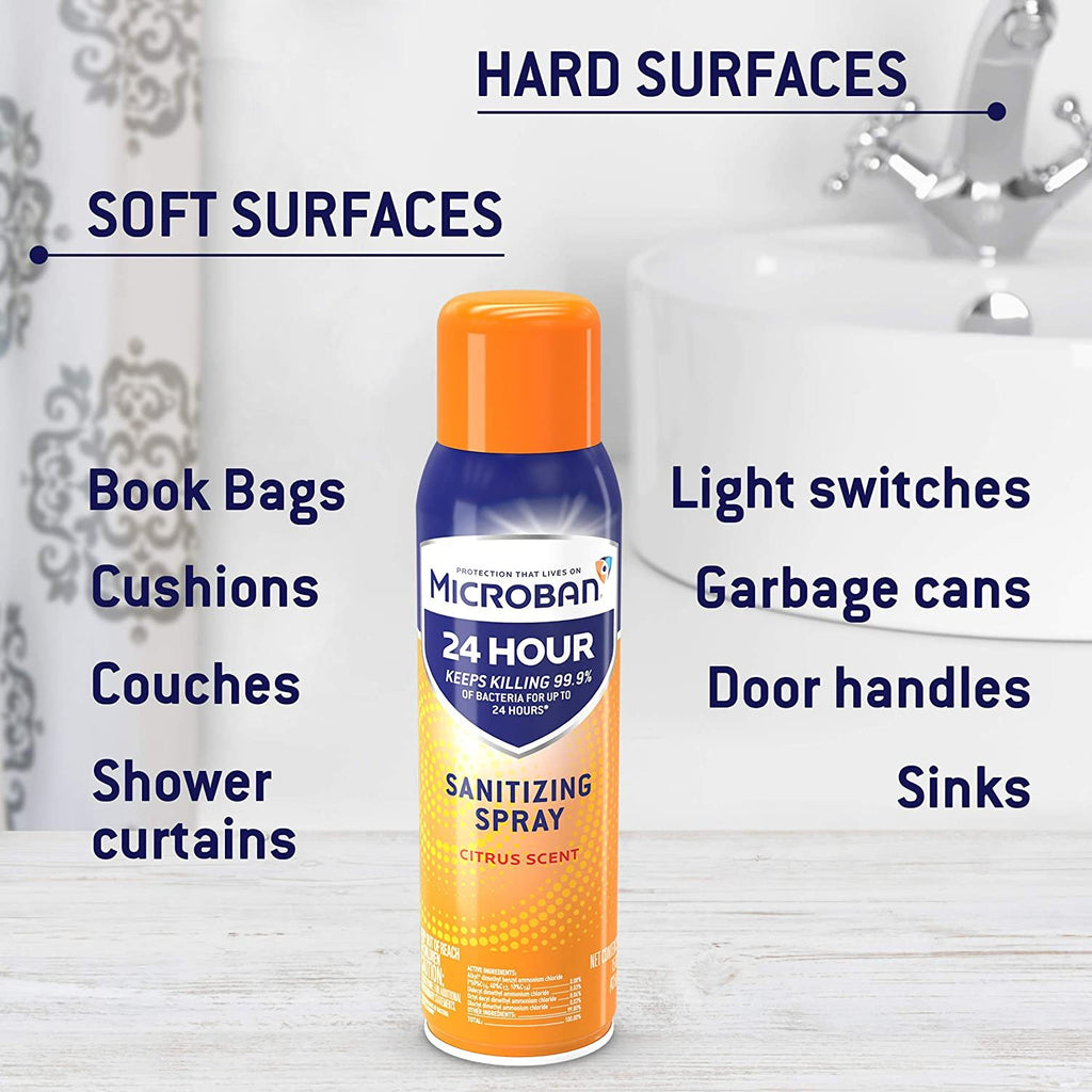 Microban 24 Hour Disinfectant Sanitizing Spray, Citrus Scent
