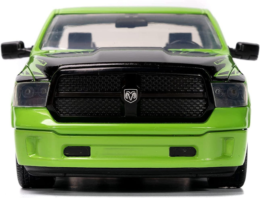 Marvel 1:24 Dodge Ram 1500 Die-Cast Car & 2.75" Incredible Hulk Figure, Toys for Kids and Adults