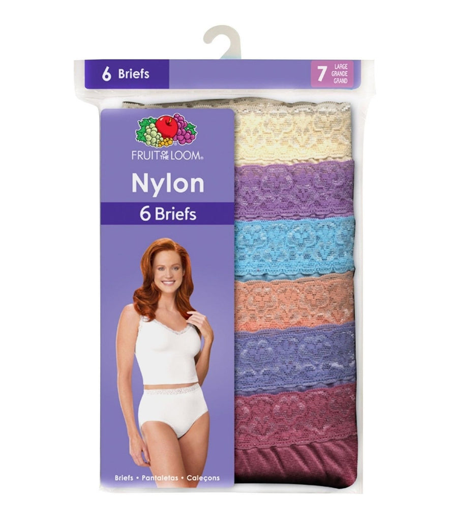 Fruit of the Loom Women's White or Assorted Nylon Briefs 6 or 12