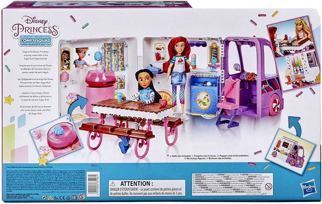 Disney Princess Comfy Squad Sweet Treats Truck, Playset with 16 Accessories, Pretend Ice Cream Shop, Toy for Girls 5 Years Old and Up