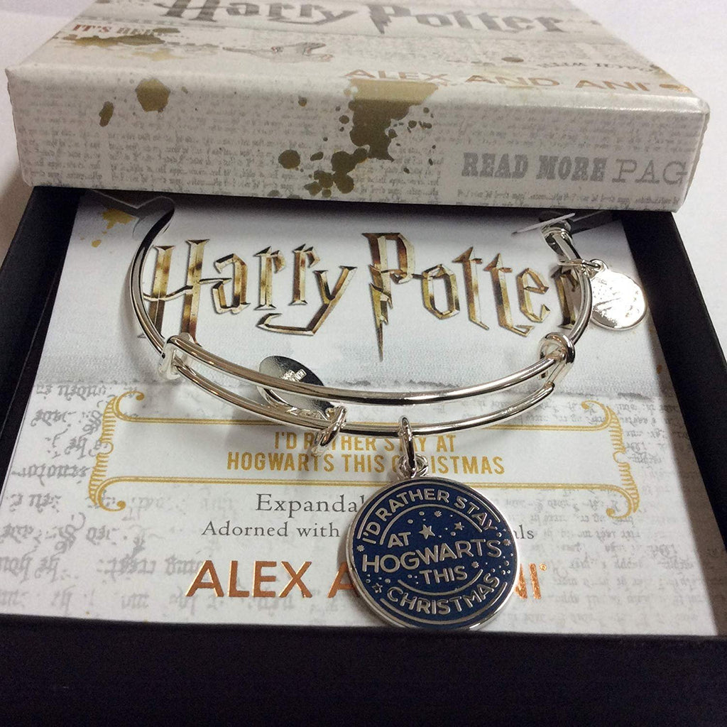Alex and Ani Harry Potter, I'd Rather Be at Hogwarts Bangle Bracelet Shiny Silver One Size