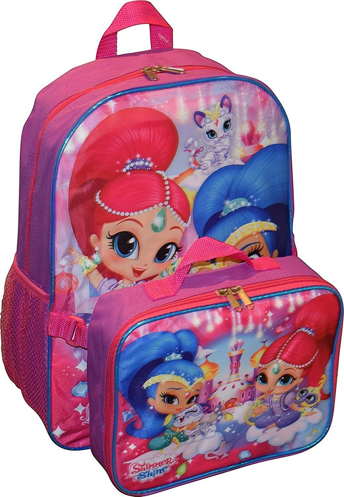 Nickelodeon Girl Shimmer And Shine 16" Backpack With Detachable Matching Lunch Box