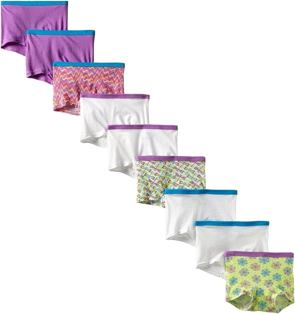 Fruit of the Loom Women's 9-Pack Assorted Cotton Boy Shorts Panties Underwear, Size 12