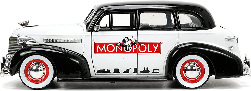 Jada Toys Mr. Monopoly 1:24 1939 Chevrolet Master Deluxe Die-cast Car w/ 2.75" Rich Uncle Pennybags Figure, Toys for Kids and Adults (33230)