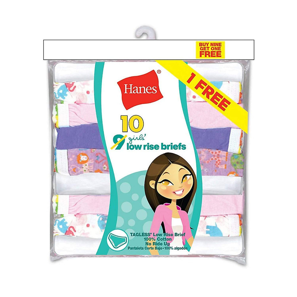 Hanes Girls` ComfortSoft 10-Pack Low Rise Briefs