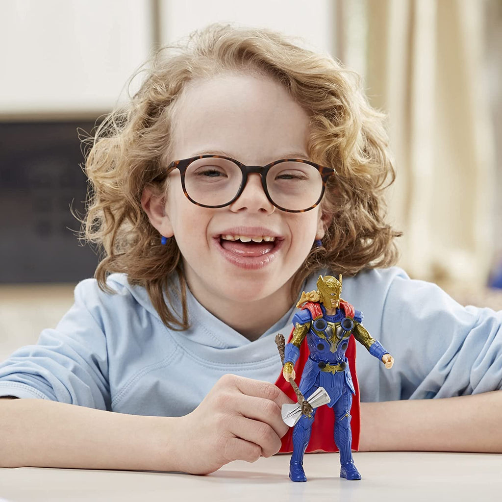 Marvel Studios' Thor: Love and Thunder Thor Toy, 6-Inch-Scale Deluxe Action Figure with Action Feature, Marvel Toys for Kids Ages 4 and Up