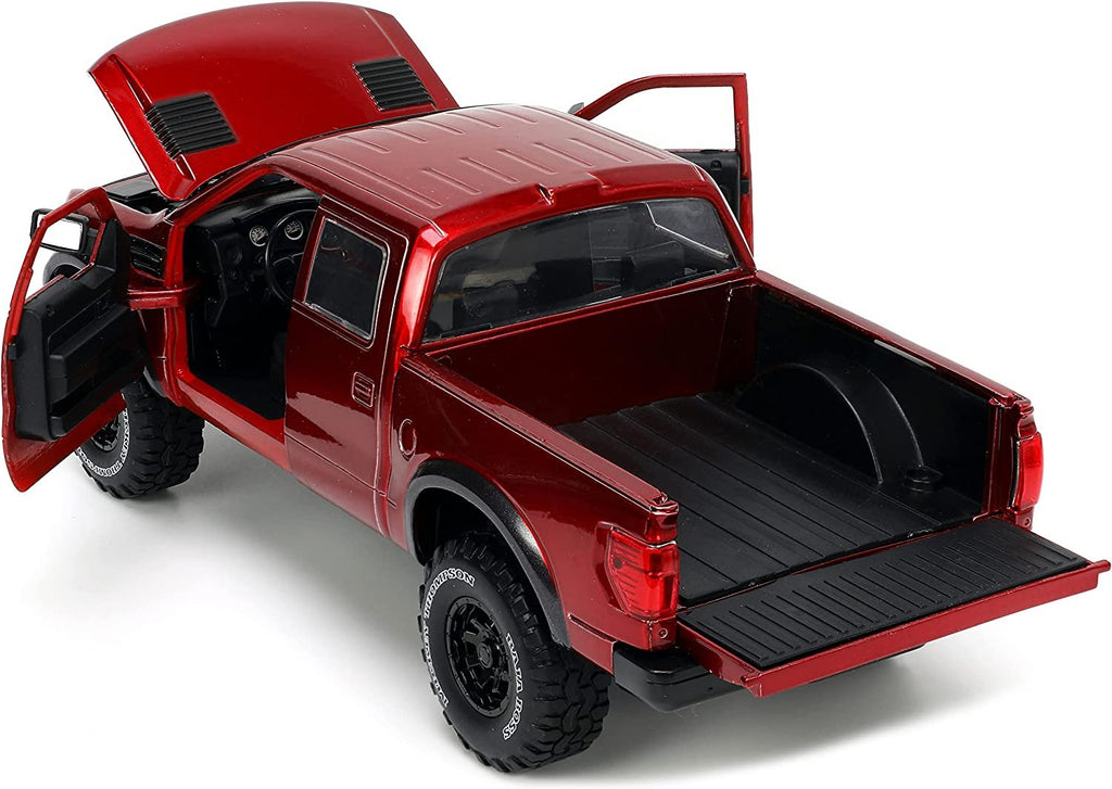 Jada Toys Just Trucks 1:24 2011 Ford SVT Raptor Die-cast Car Red with Tire Rack, Toys for Kids and Adults