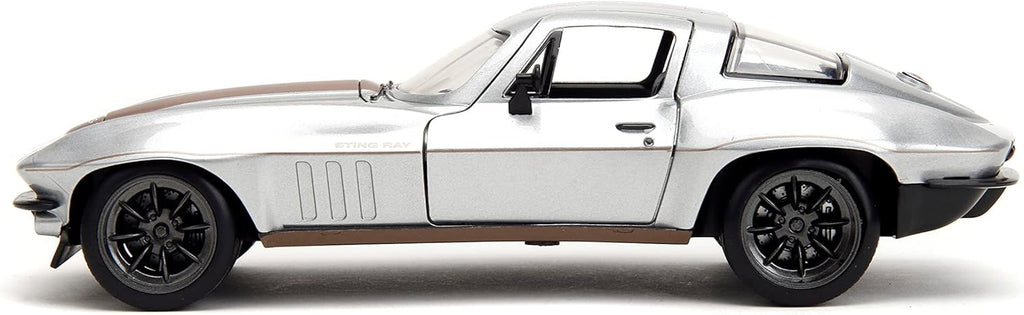 Big Time Muscle 1:24 1966 Chevrolet Corvette Stingray Die-Cast Car, Toys for Kids and Adults(Silver)
