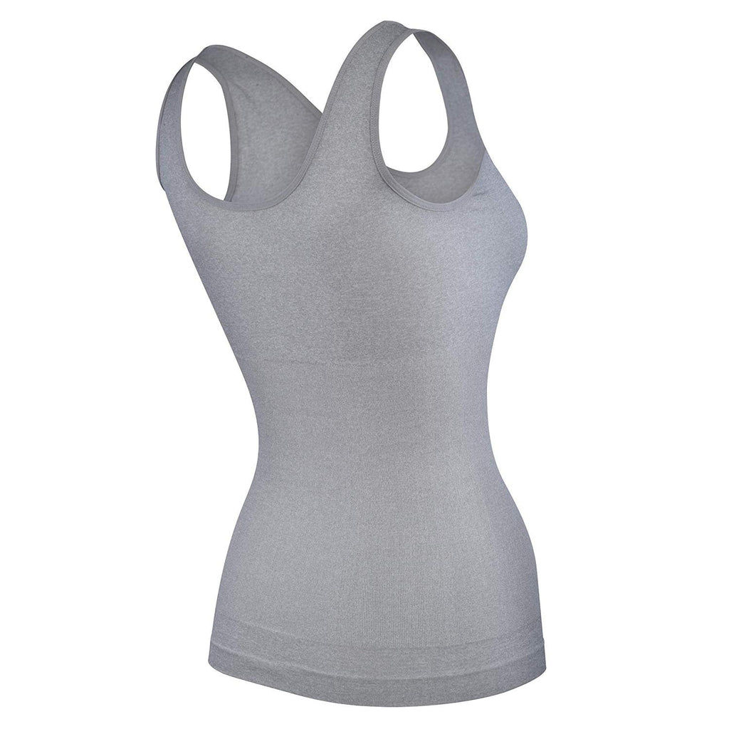 Elle Women's Body Shaping Camisoles 4-Pack Scoop Tank Tops Shapewear Tummy Control Seamless Plus