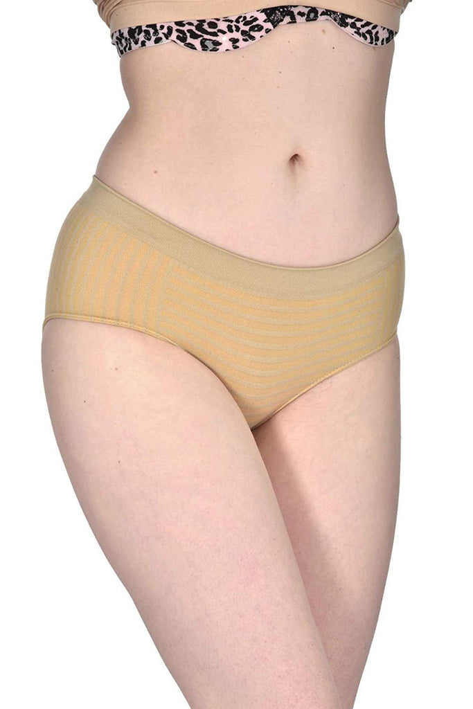 Elle Women's Hipsters Panties Seamless - 6-Pack Jaquard Hipster Nylon/Spandex Blend