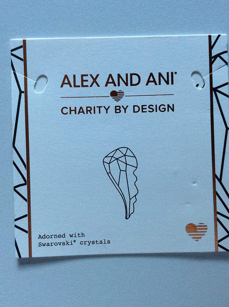 Alex and Ani Crystal Wing Bangle Bracelet Shiny Silver Tag Box Card