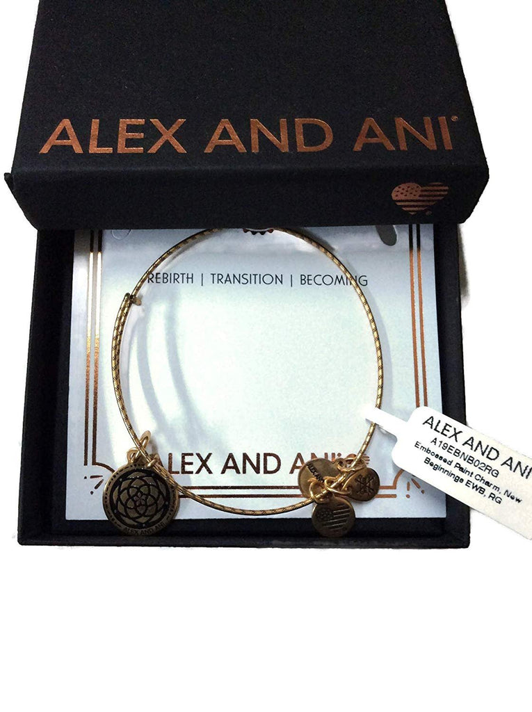 Alex and Ani Womens Embossed Paint Charm, New Beginnings Bangle Rafaelian Gold One Size