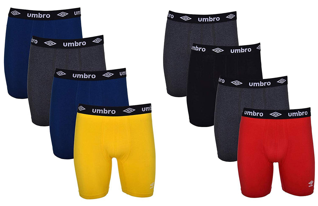 Umbro Men's Boxer Briefs 8-Pack Short Leg Trunk Athletic Cotton Stretch No Fly