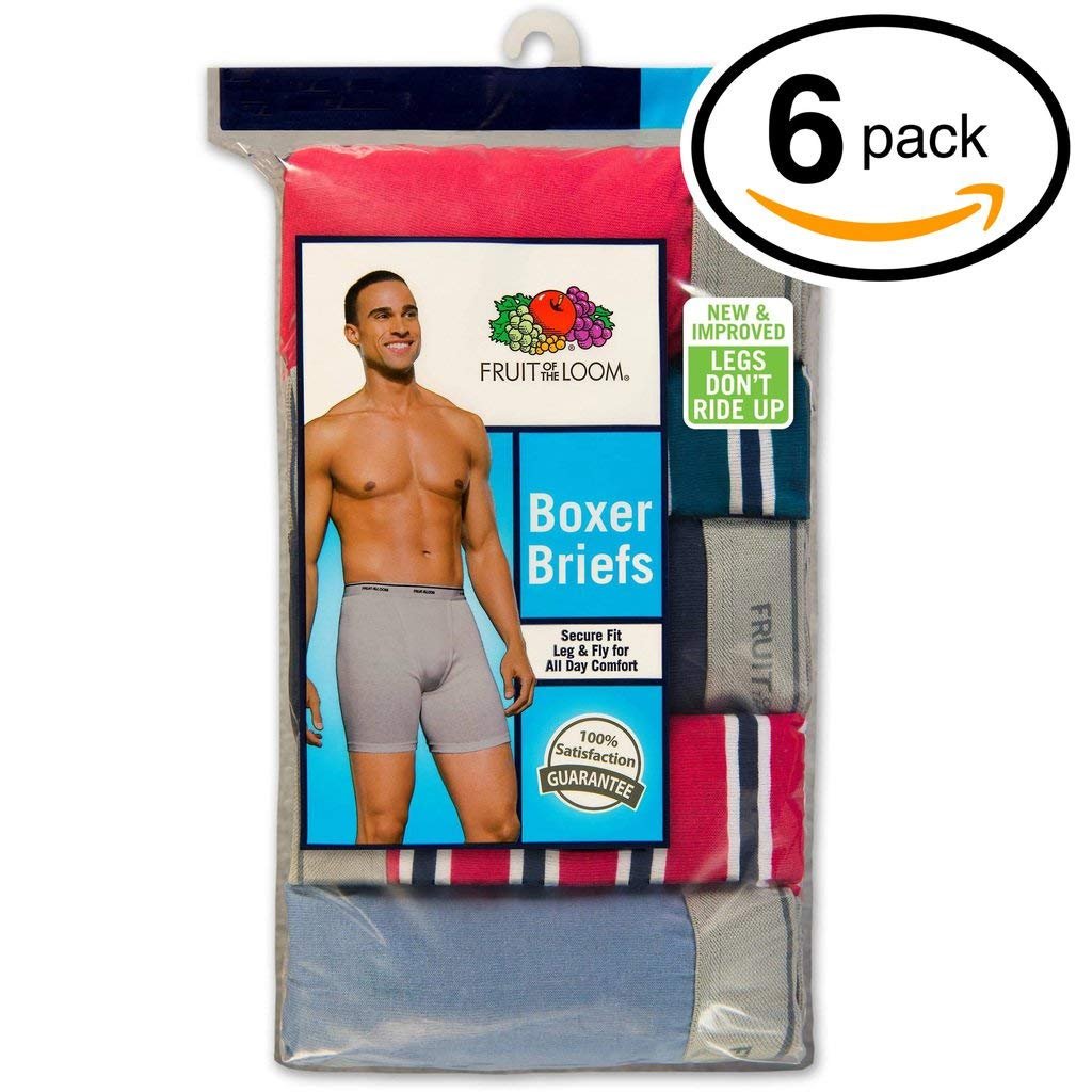 Fruit of the Loom Men's Boxer Briefs 100% Cotton Underwear