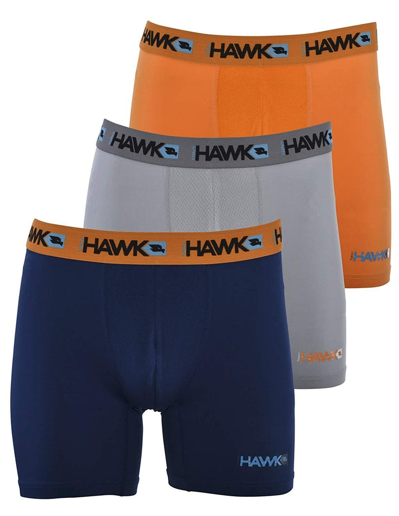 TONY HAWK Mens Performance Underwear - 3-Pack Stretch Performance Boxer Briefs Training Breathable Athletic Fit No Fly