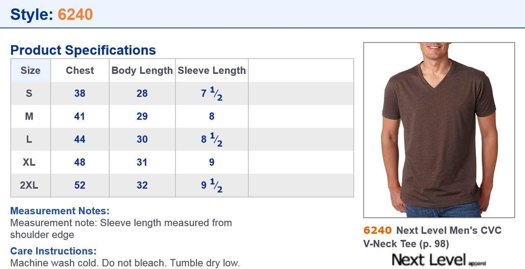 Next Level Men's CVC Combed Baby Rib Knit V-Neck T-Shirt