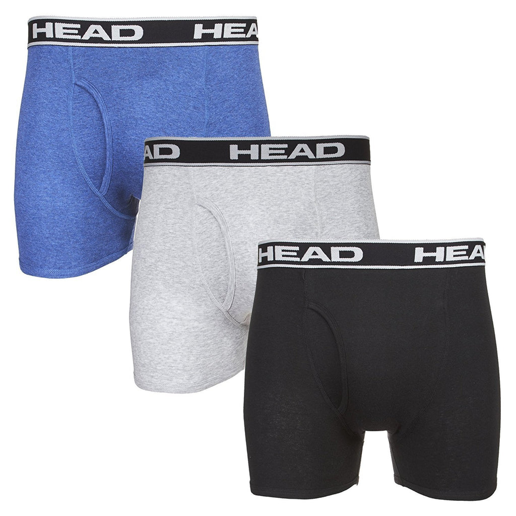 HEAD Mens Cotton Boxer Briefs 3-Pack 100% Cotton