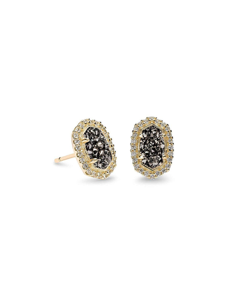 Kendra Scott Cade Stud Earrings in Platinum Drusy CZ and Gold Plated