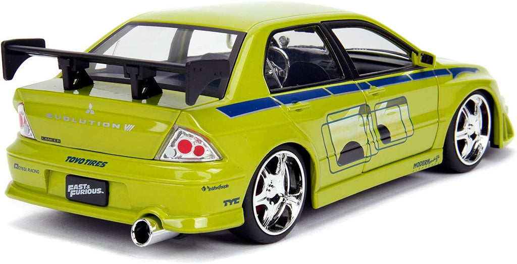 Jada Toys Fast & Furious 1:24 Brian's Mitsubishi Lancer Evolution VII Die-cast Car, Toys for Kids and Adults, Lime Green (99788)