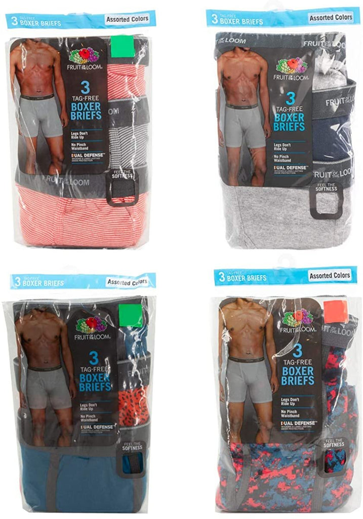 Fruit of the Loom, 12 Pack Random, Mens Underwear, Underwear for Men, Cotton Underwear, Boxer Briefs with Fly, Tag Free Blue