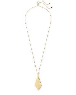 Kendra Scott Brenton Long Pendant Necklace in Hammered Gold