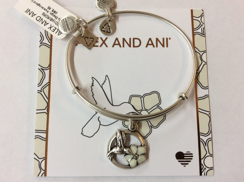 Alex and Ani Hummingbird Charm Bangle Bracelet - Rafaelian Silver Finish