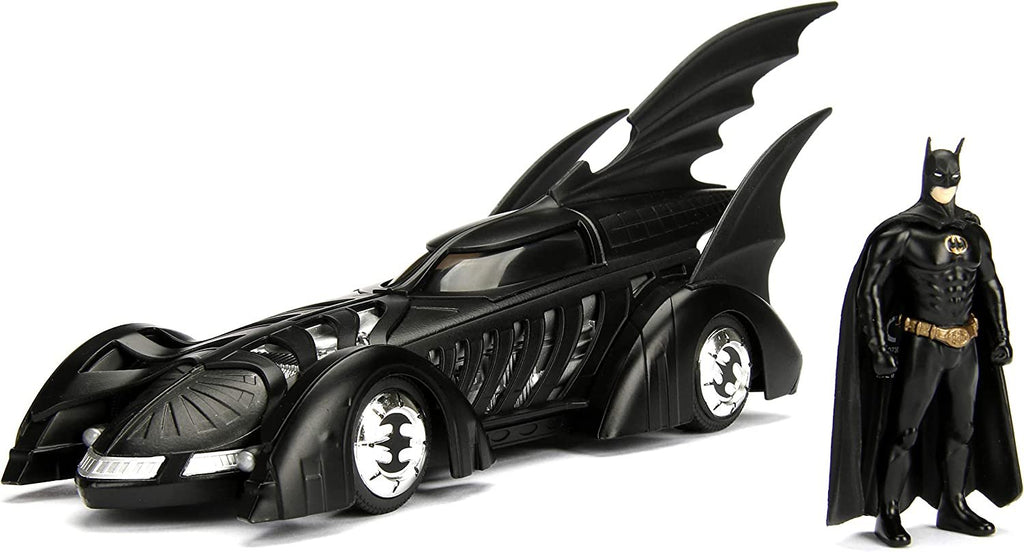 Jada Toys DC Comics Batman Forever Batmobile & Batman Figure 1:24 Die - Cast Vehicle with Figure Matte Black