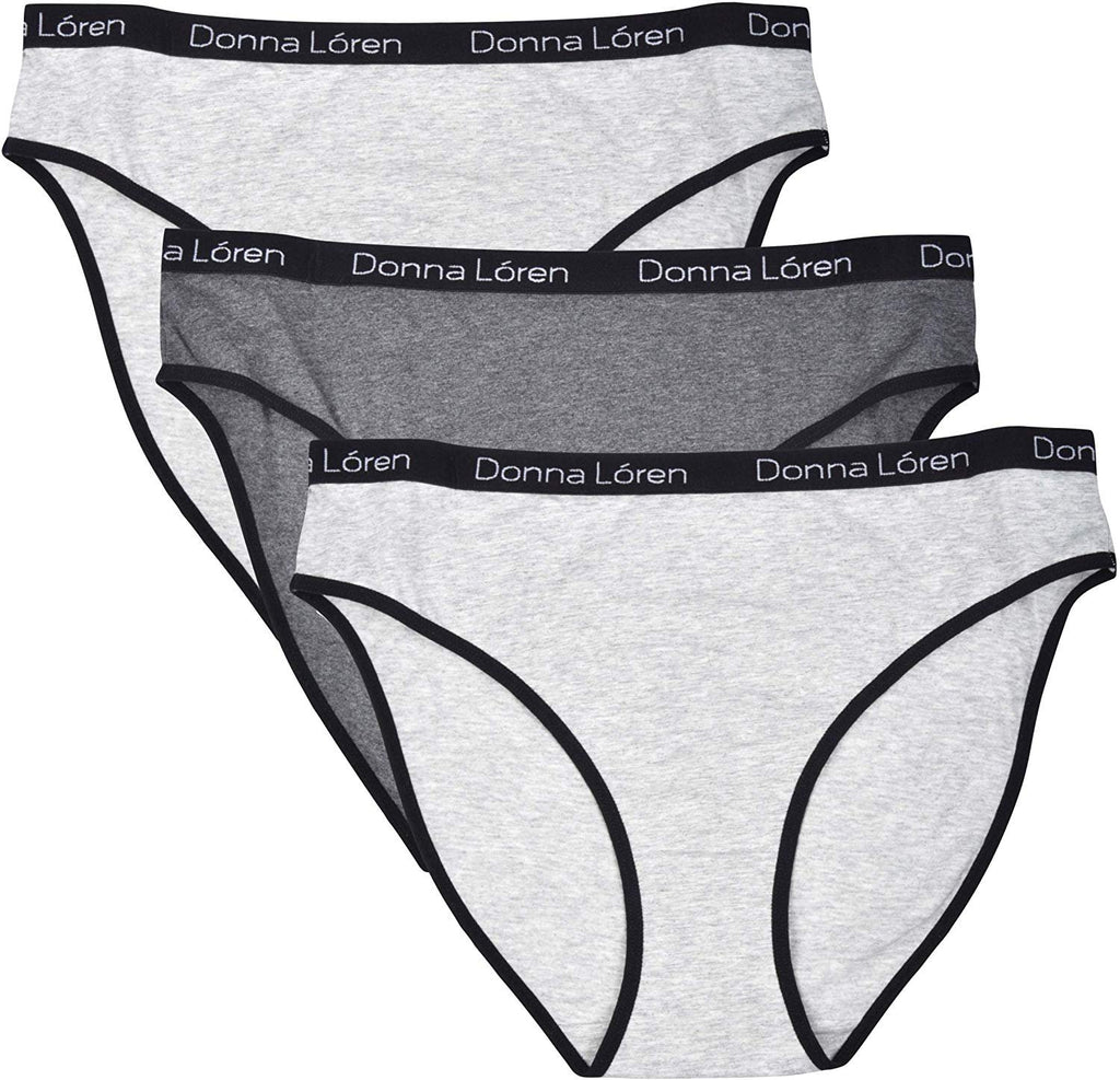 Donna L'oren Women's Hi-Cut Briefs 3-Pack Printed Waistband Panties S-XL