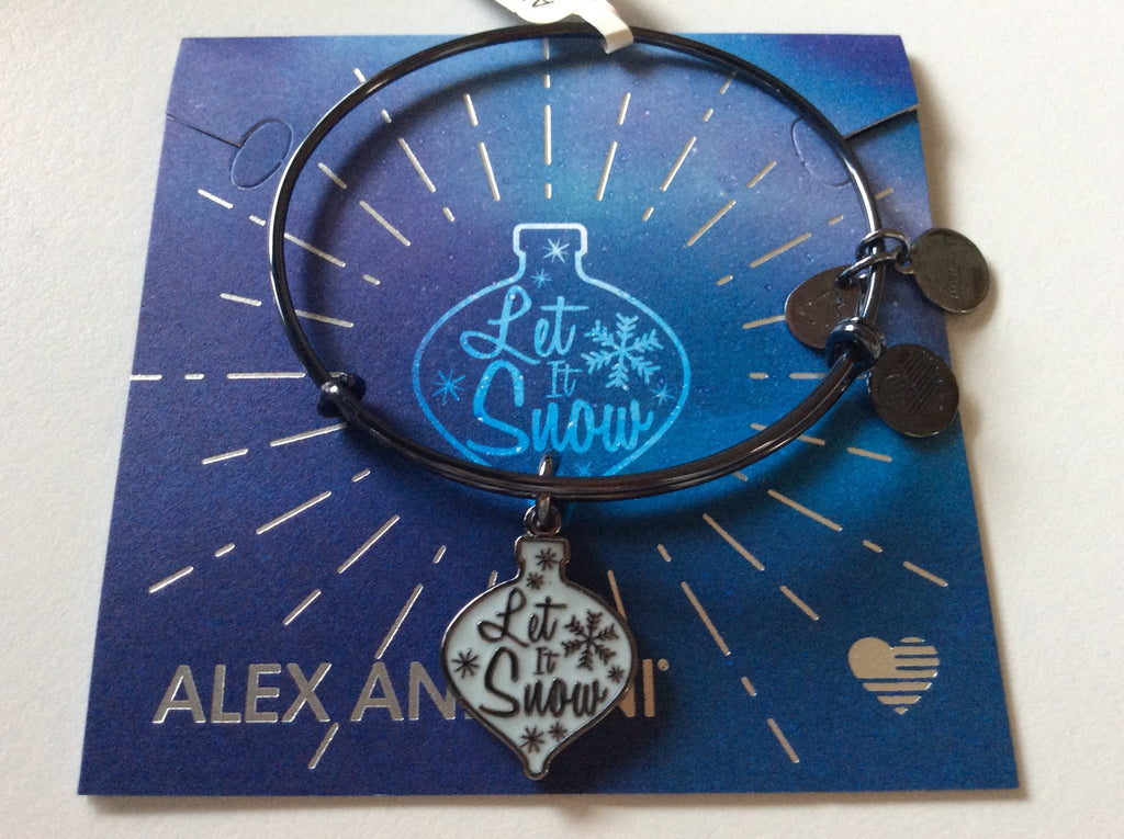Alex and Ani Womens Let It Snow Glitter Ornament Bangle