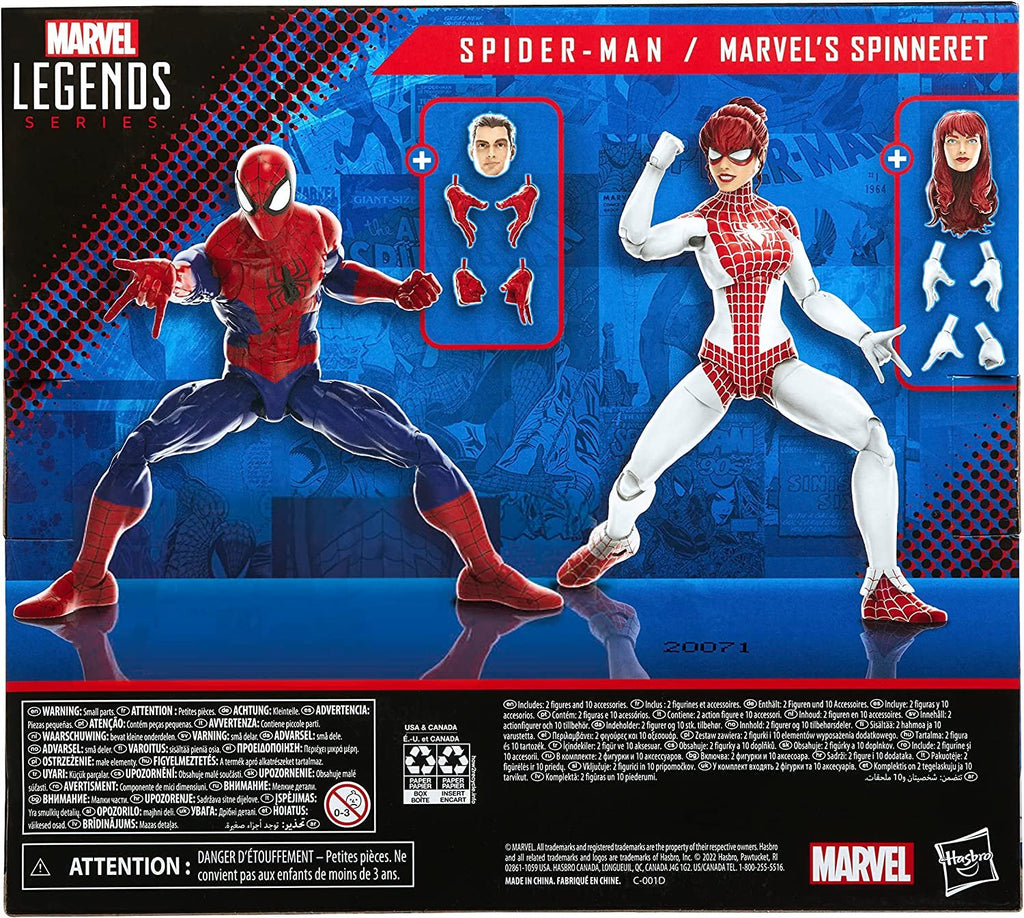 Spider-Man Marvel Legends Series 6-inch and Spinneret Action Figure 2-Pack, Includes 10 Accessories