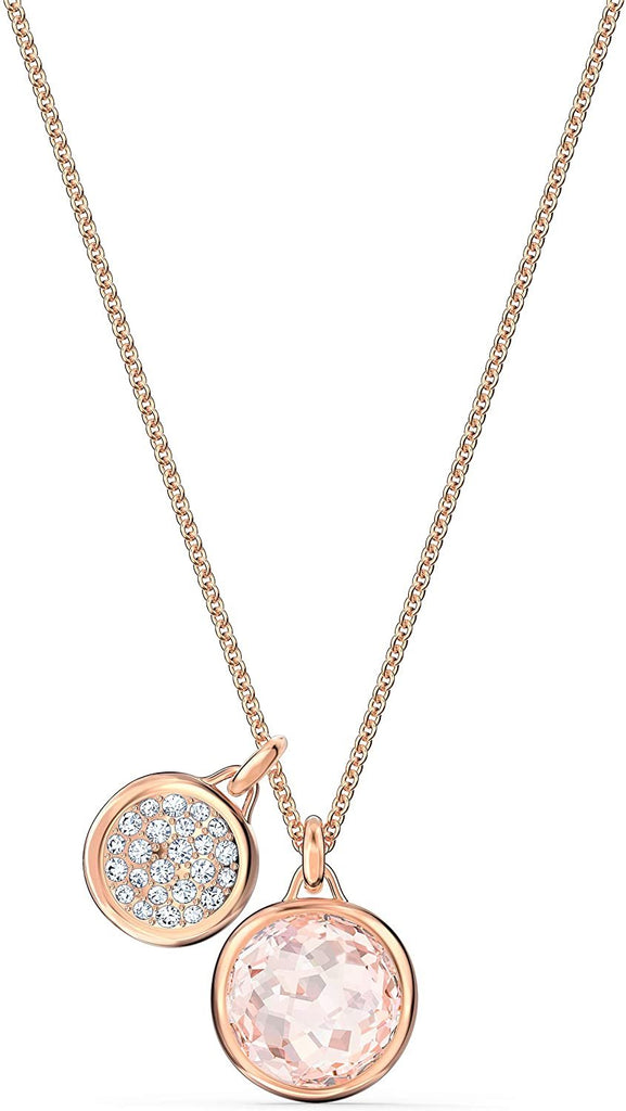 SWAROVSKI Women's Tahlia Rose-Gold Tone Finish Necklace and Earrings Pink Crystal Jewelry Collection