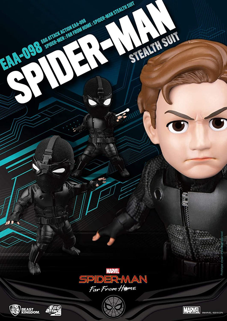 Beast Kingdom Spider-Man Far from Home: Stealth Spider-Man EAA-098 Egg Attack Action Figure, Multicolor