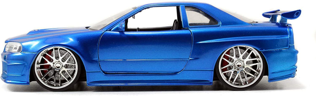 Jada Toys Fast & Furious 1:24 Brian's 2002 Nissan Skyline GT-R R34 a Die-cast Car, Toys for Kids and Adults, Blue (97173)