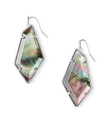 Kendra Scott Emmie Drop Earrings in Black Pearl in Bright Silver