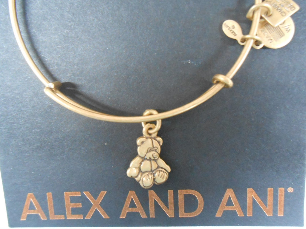 Alex and Ani LITTLE BROWN BEAR Bangle Bracelet Rafaelian Gold NWTBC