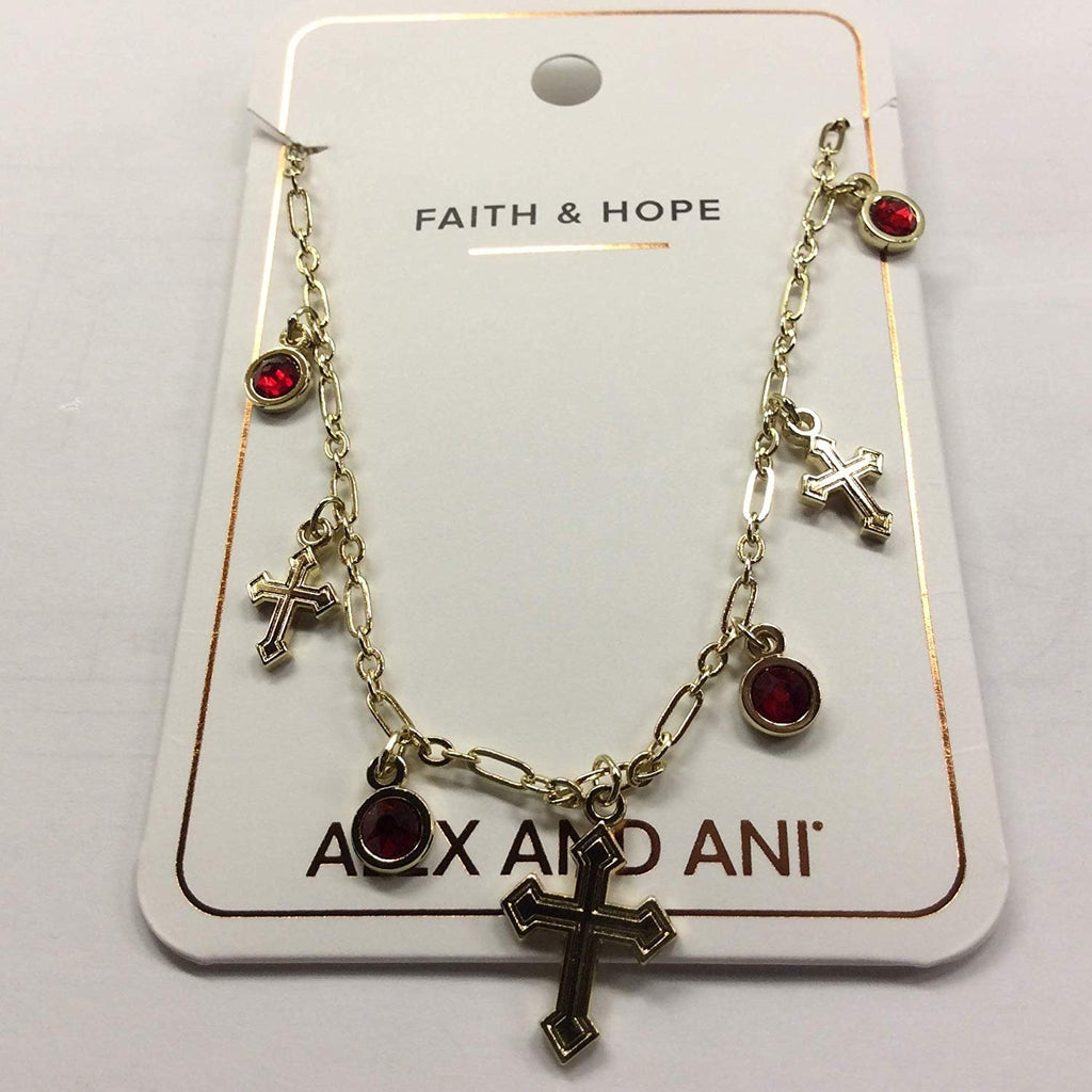 Alex and Ani Cross & Crystal 18" Delicate Necklace Shiny Gold One Size