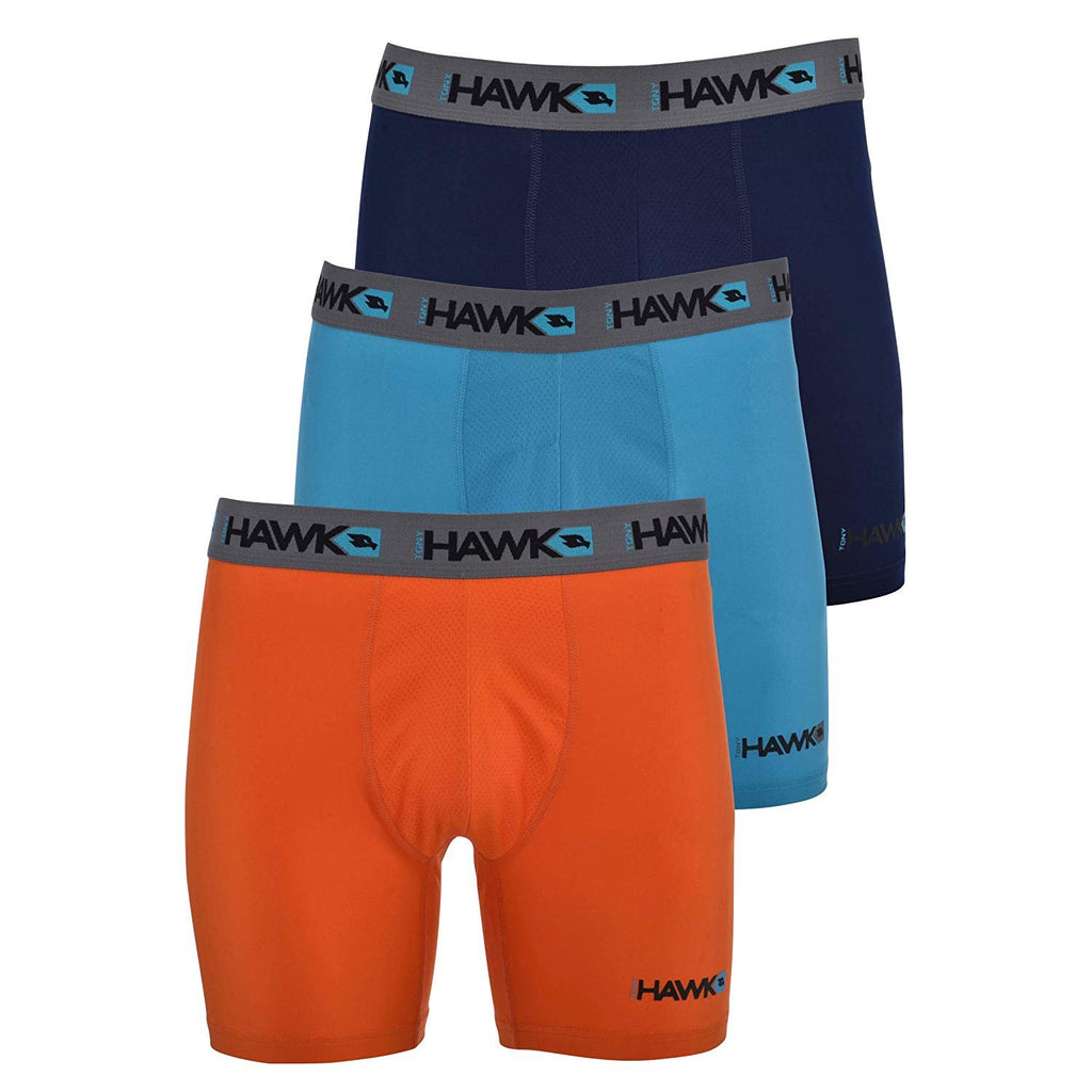 TONY HAWK Mens Performance Underwear - 3-Pack Stretch Performance Boxer Briefs Training Breathable Athletic Fit No Fly