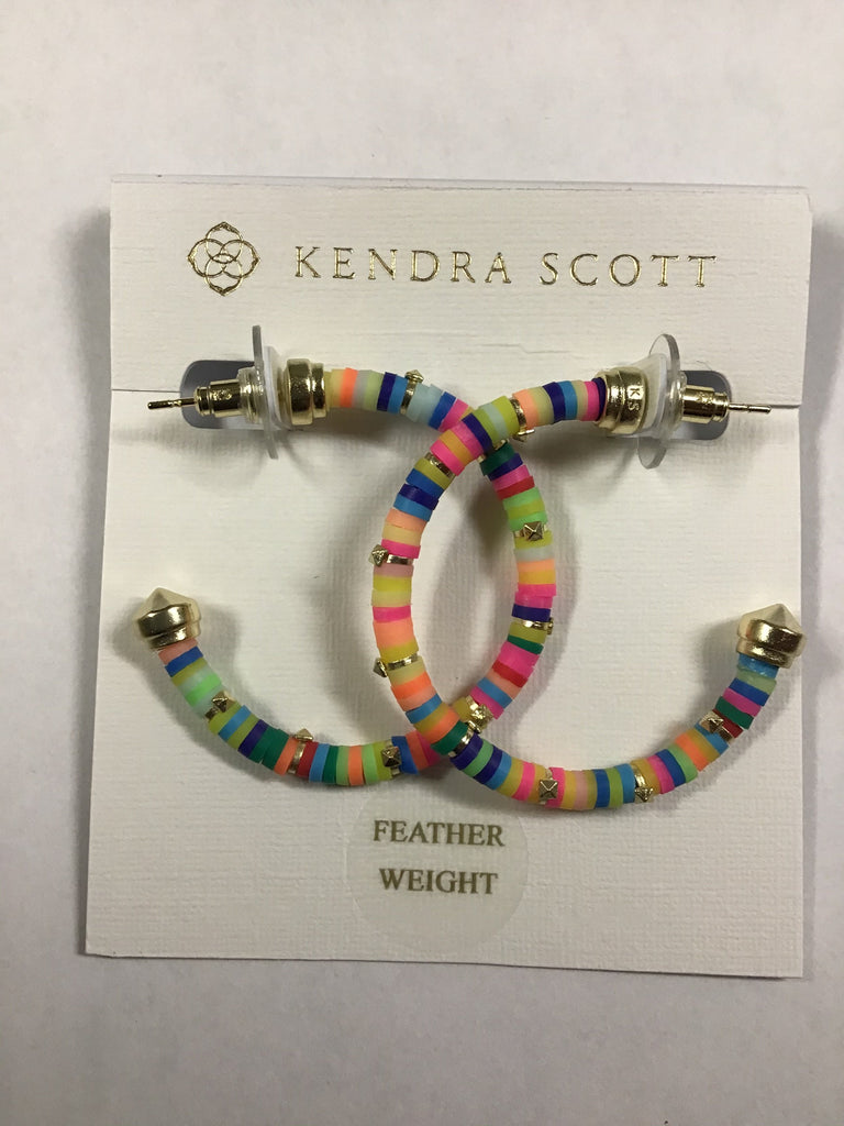 Kendra Scott Women's Reece Small Hoop Earrings, Gold Neon Mix