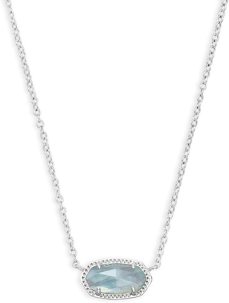 Kendra Scott Elisa Pendant Necklace for Women, Fashion Jewelry, Rhodium-Plated, Light Blue Illusion